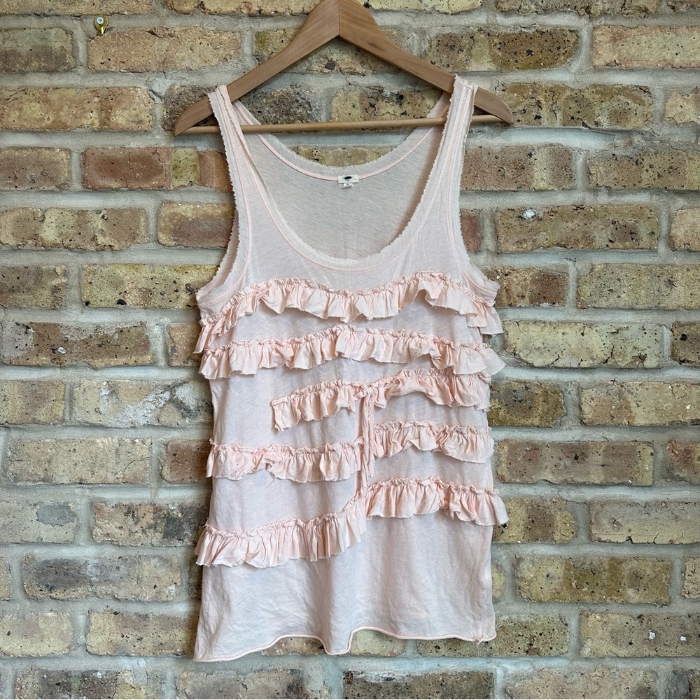 J. Crew Light Pink Cotton Ruffle Tank